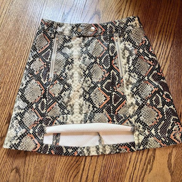 Alter'd State Wom Sz XS Snake Print Mini Skirt High Waist Tan Grey Orange Zipper - Picture 12 of 13